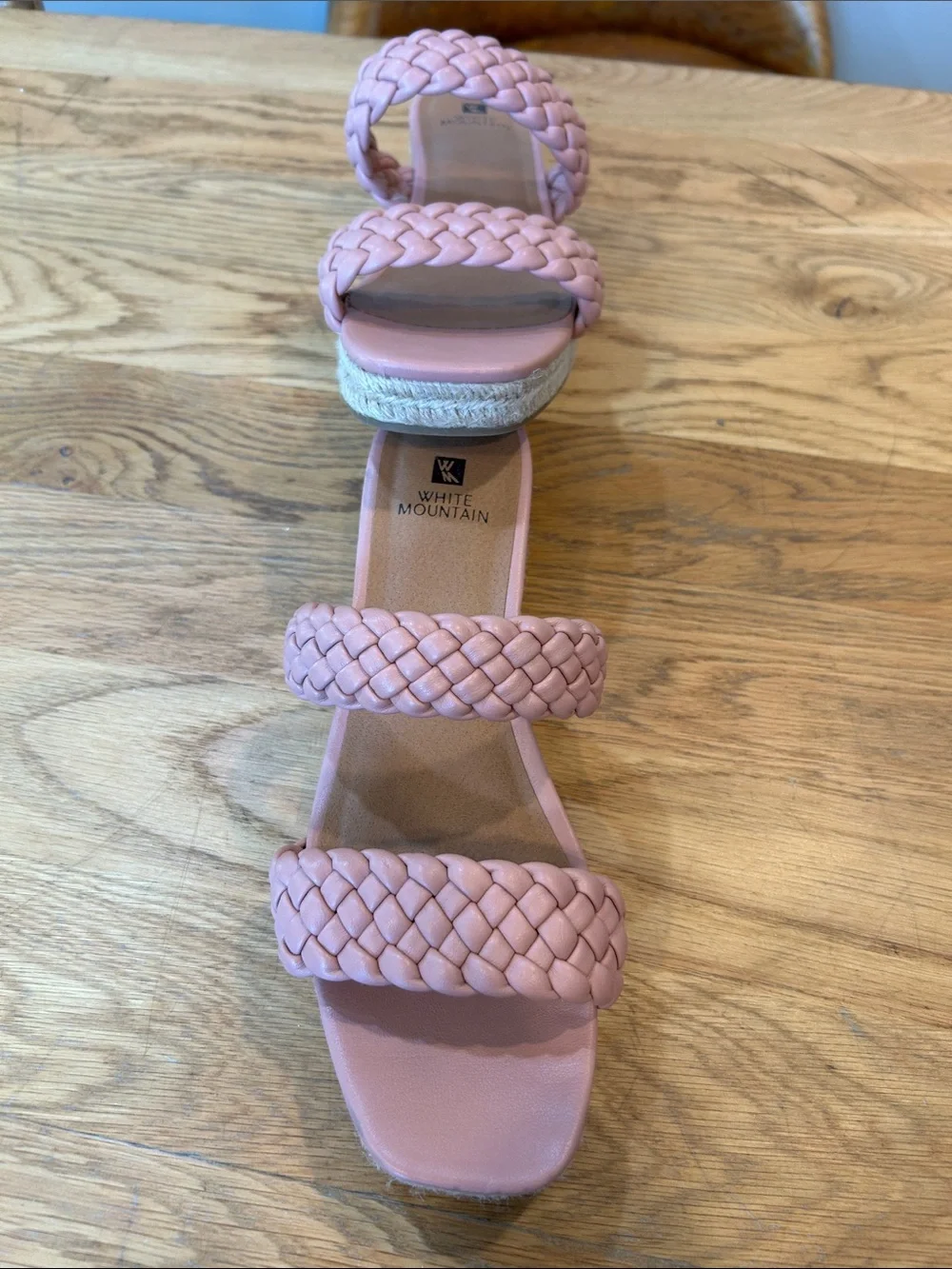 White Mountain Blush Braided Double-Strap Slide Sandals